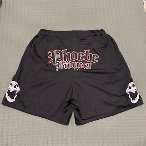 Authentic Phoebe Bridgers Merch - Black athletic shorts with skulls
